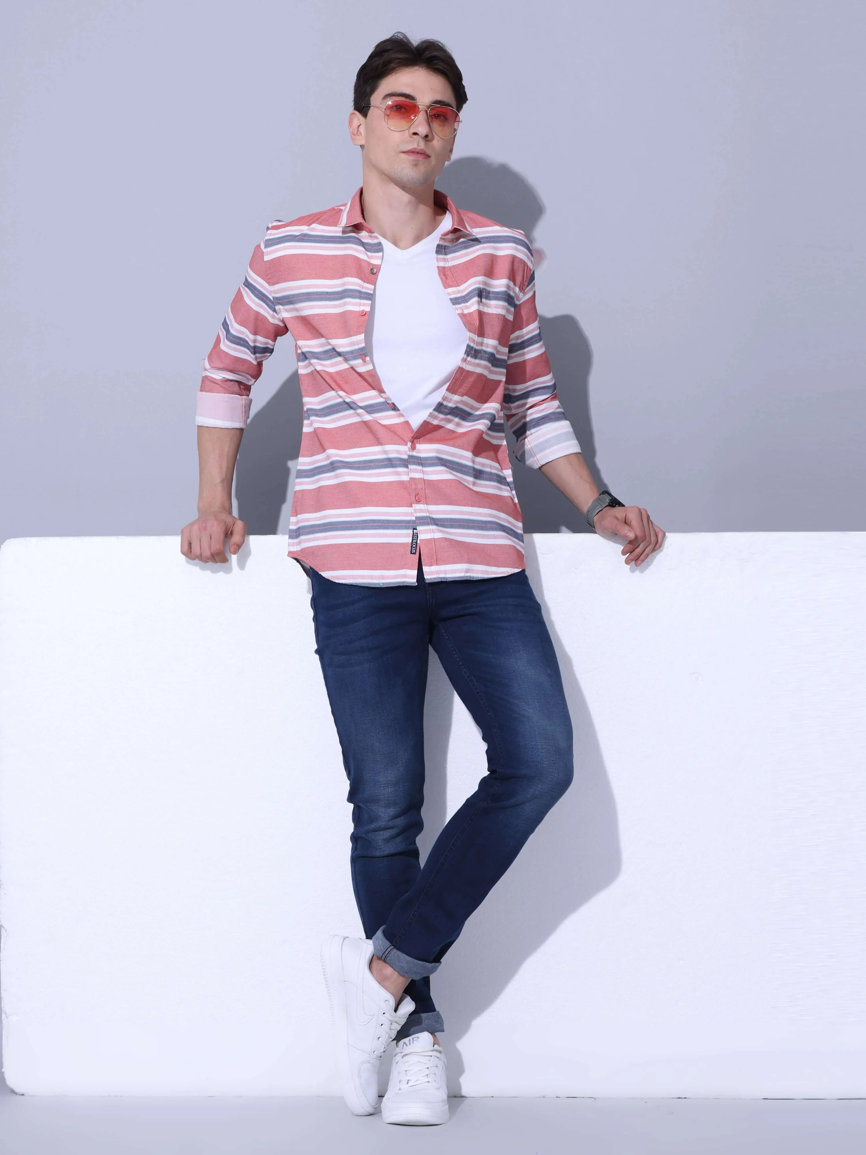 Red Stripe Casual Shirt