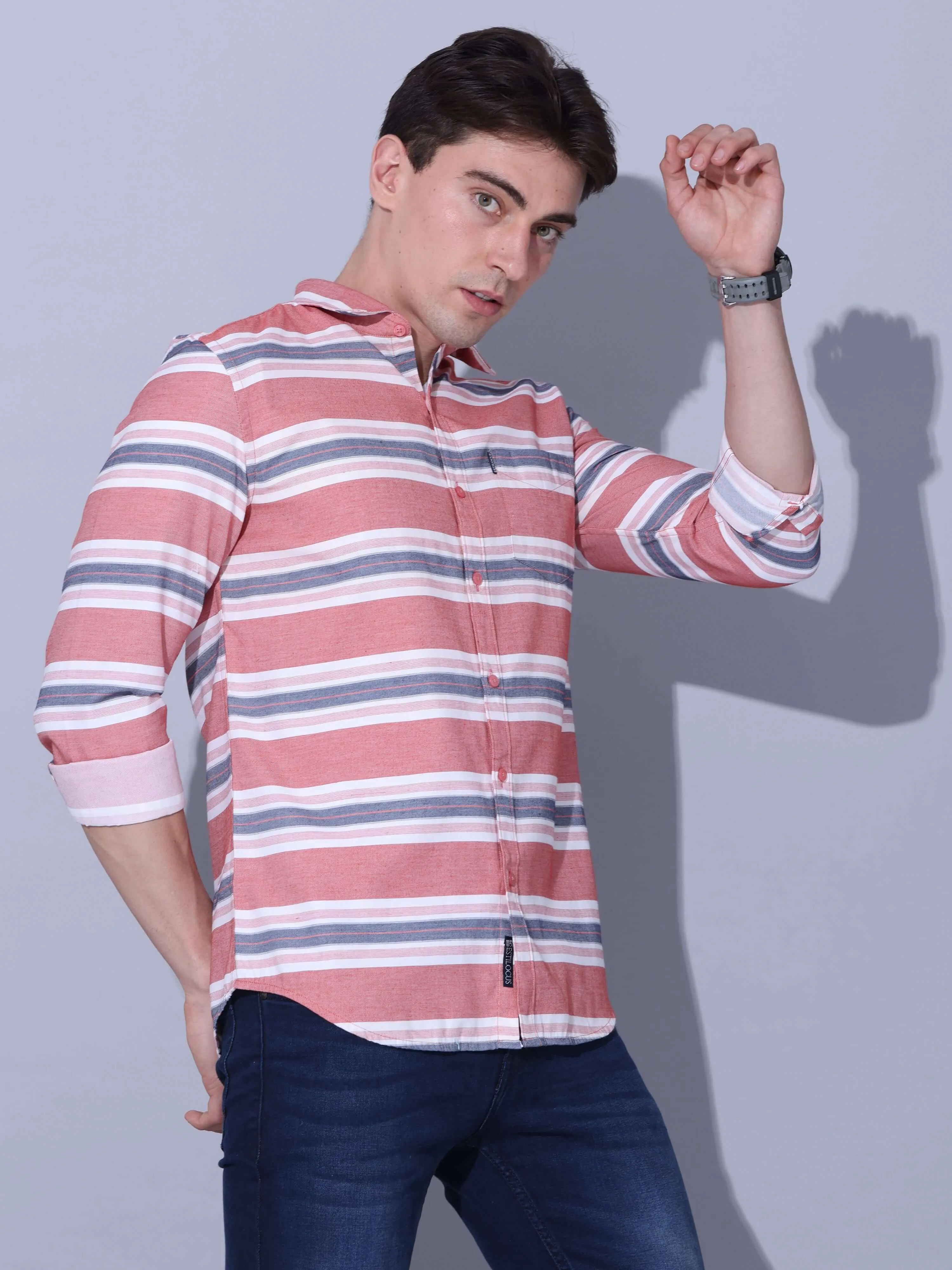 Red Stripe Casual Shirt