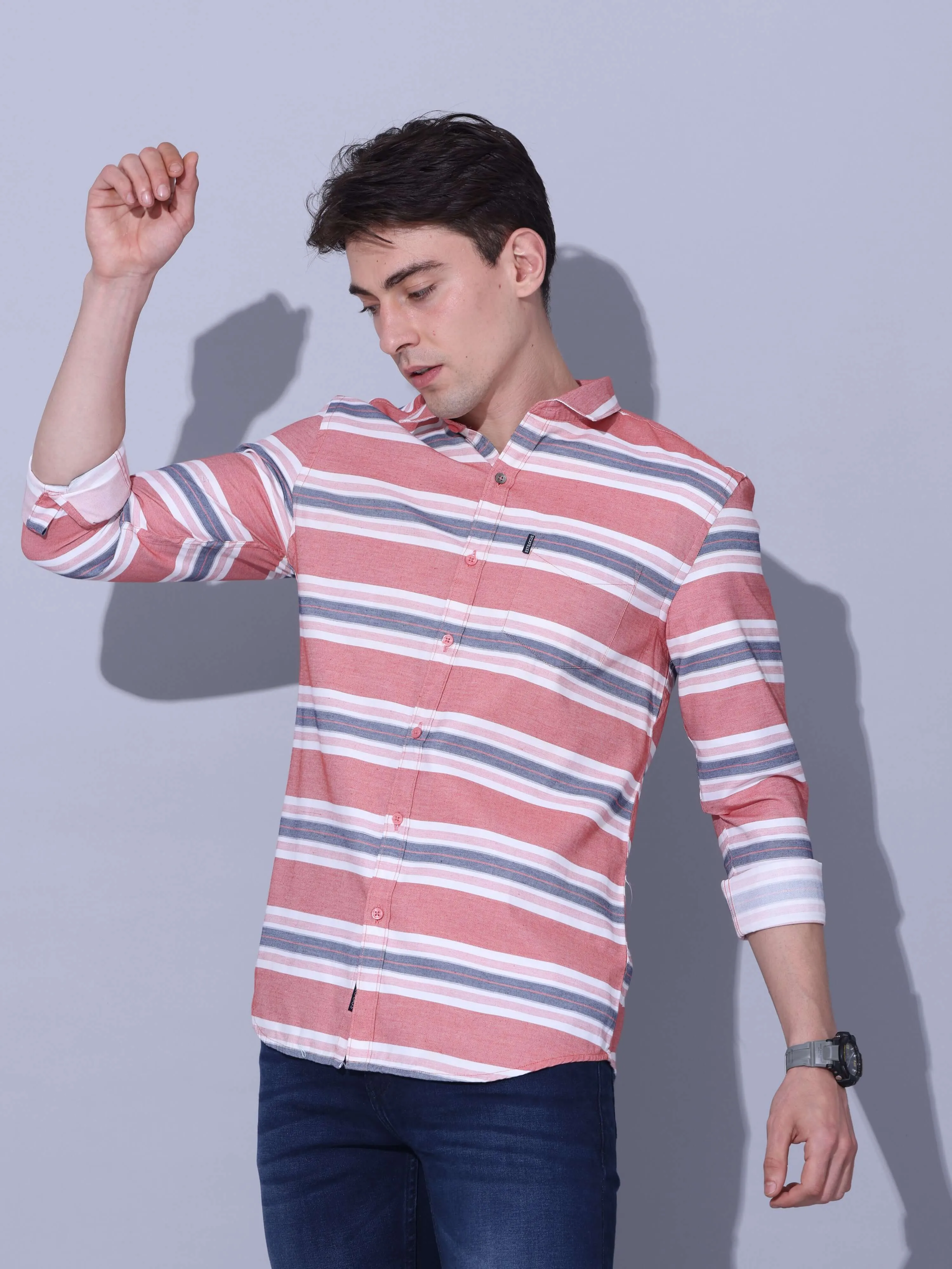 Red Stripe Casual Shirt