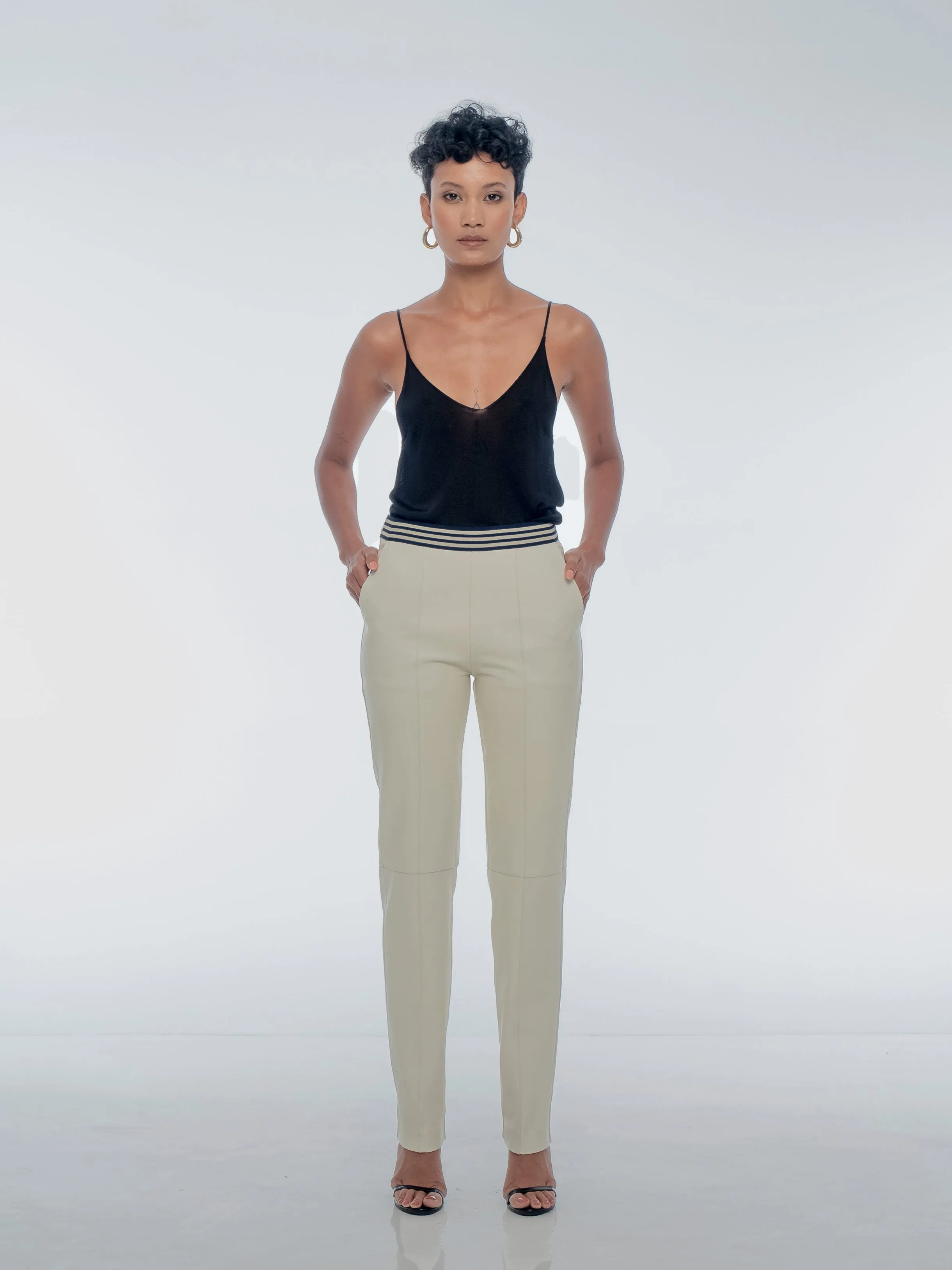 SANTORINI LEATHER PANT - COCONUT