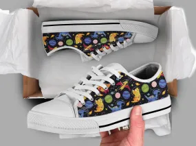 Space Dinosaur Shoes Dinosaur Sneakers Dinosaur Print Dinosaur Lover Gifts Custom Low Top Converse Style Sneakers For Adults Women & Men