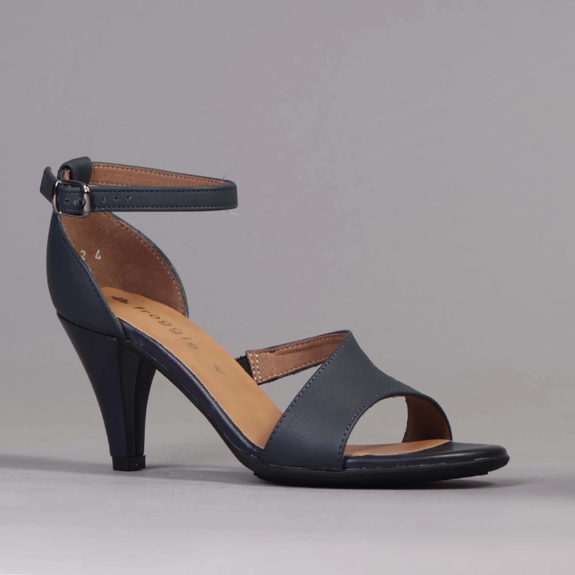 Strappy High Heel in Navy - 12566