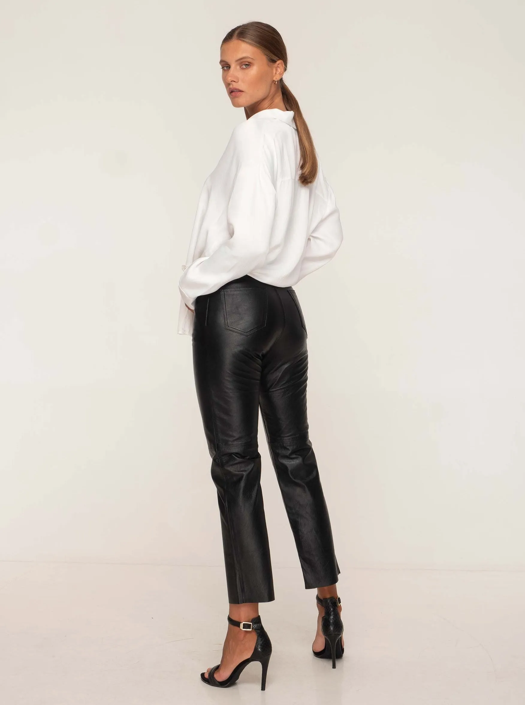 TATE LEATHER PANT - BLACK