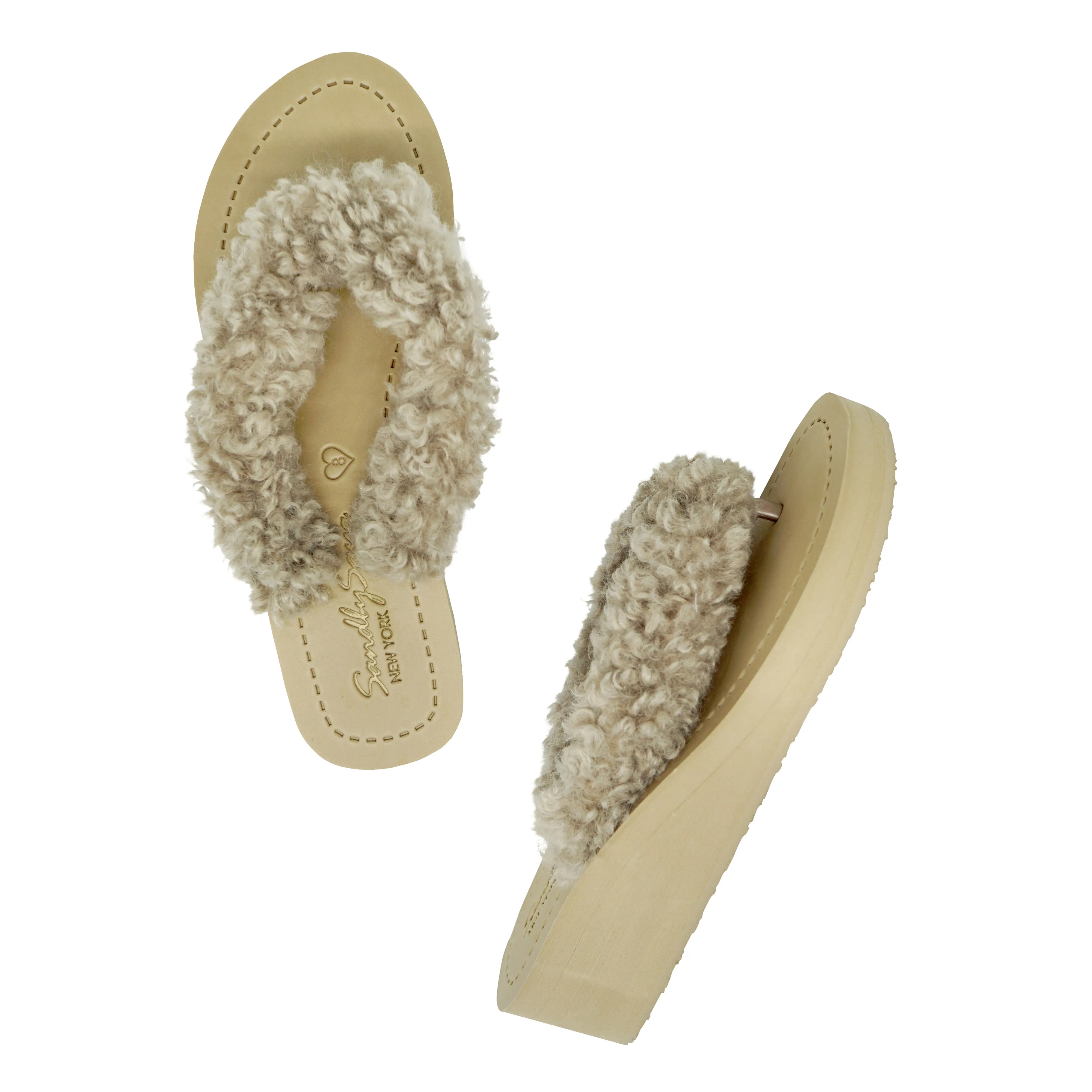 Teddy Shearling - Mid Wedge Flip Flops Sandal