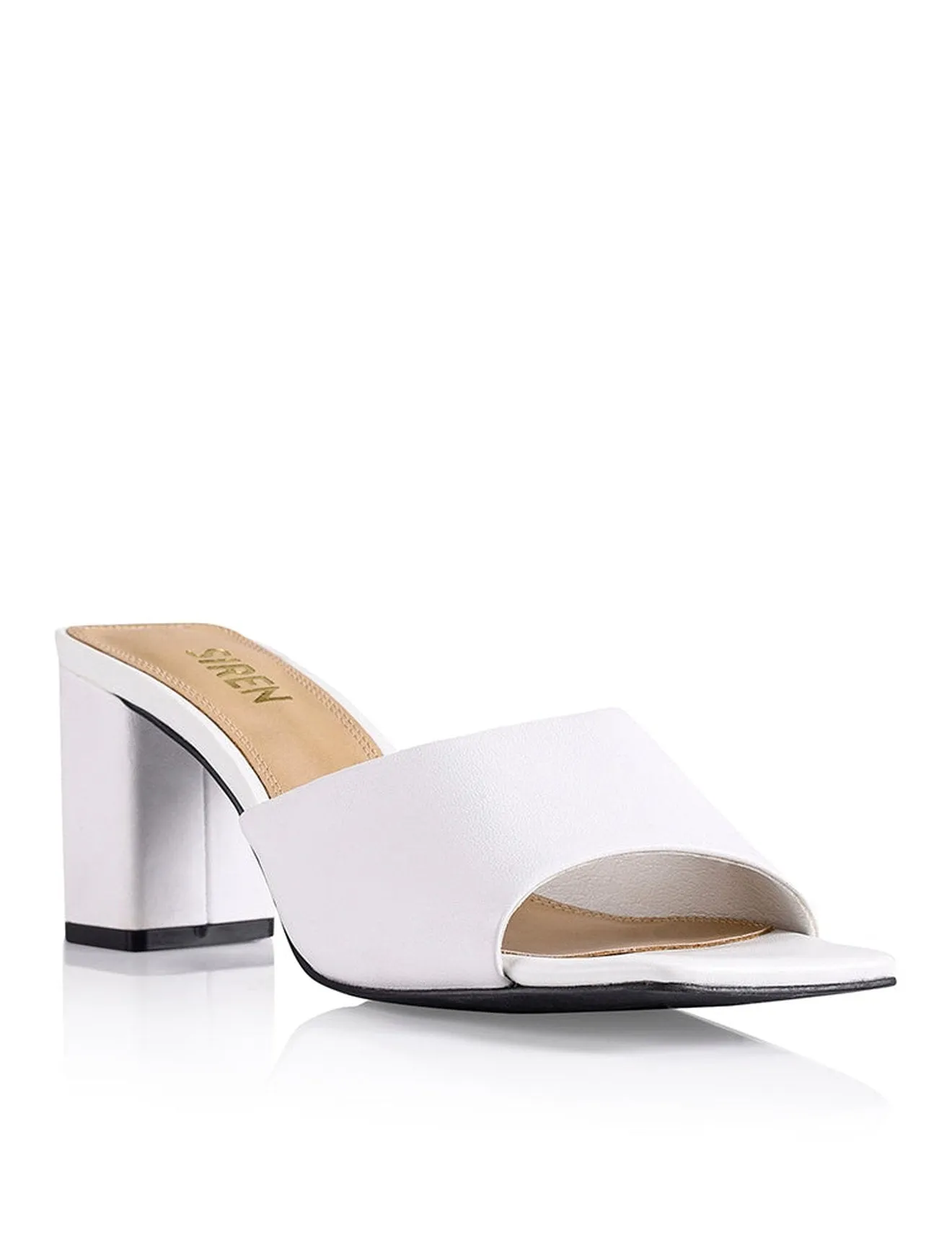 Teepee Block Heel Mules - White Leather