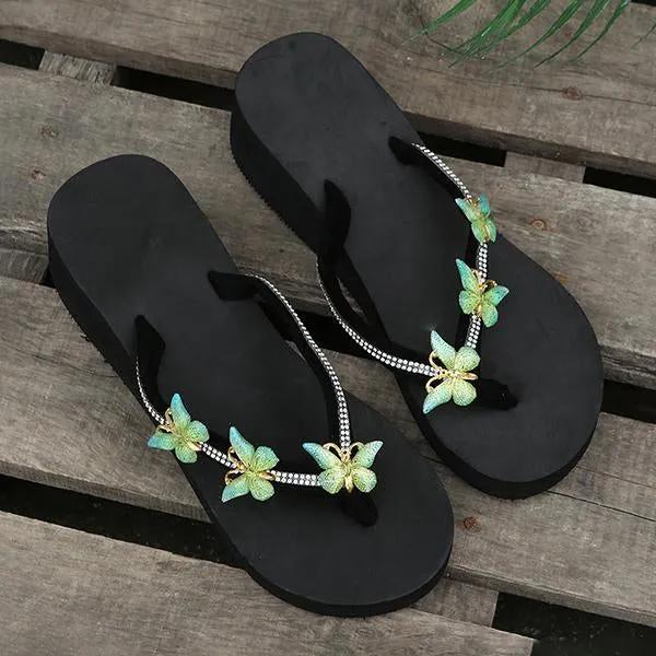 Women's Casual Fashion Butterfly Beach Flip Flops 43945836S