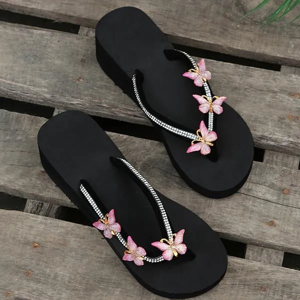 Women's Casual Fashion Butterfly Beach Flip Flops 43945836S